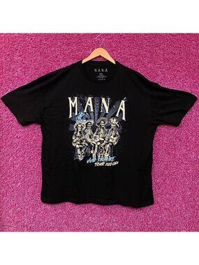 Maná Official Tour "Vivir Sin Aire" Skeleton Rock Band T-Shirt 3XL